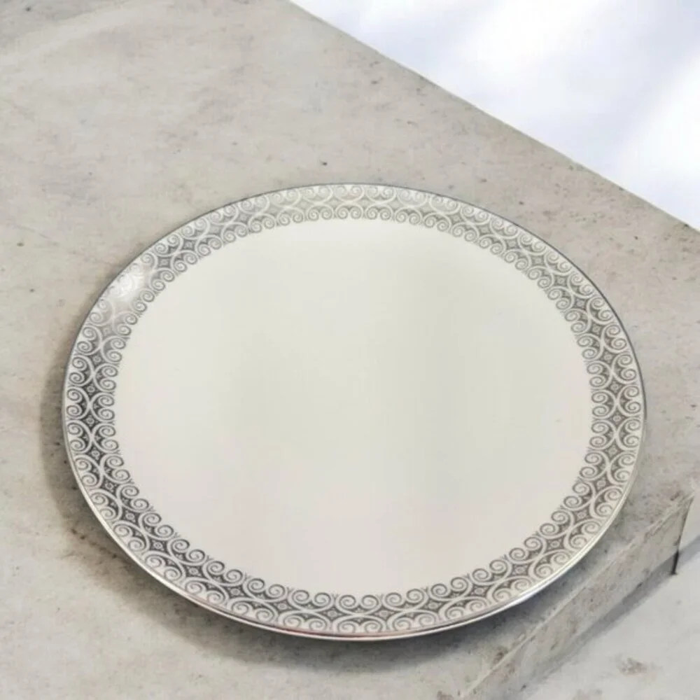 Winterling Schwarzenbach Bavaria Porcelain Dish Plate Platinum Germany Set 4 VTG